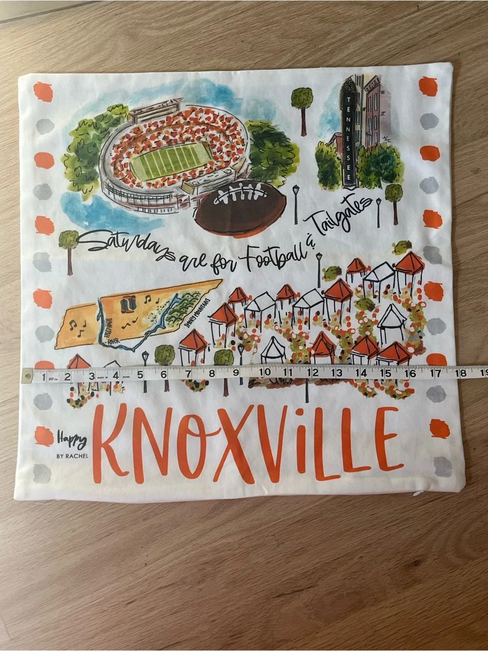 Happy by Rachel Knoxville TN pillow cover UT Vols game day tailgate 18x18